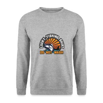 Lustiger Angler Fischer Spruch Angeln - Unisex Pullover - Weißgrau meliert - Vorne - Alina (178cm) & Michal (187cm)
