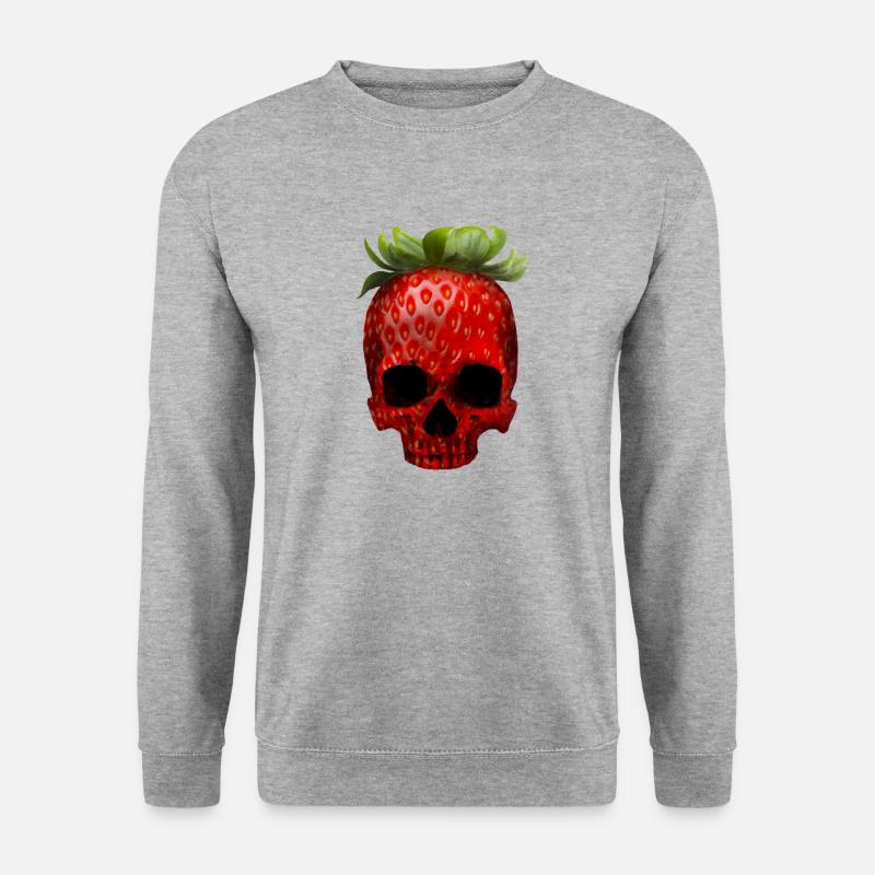 Erdbeer-Schädel - Unisex Pullover - Weißgrau meliert