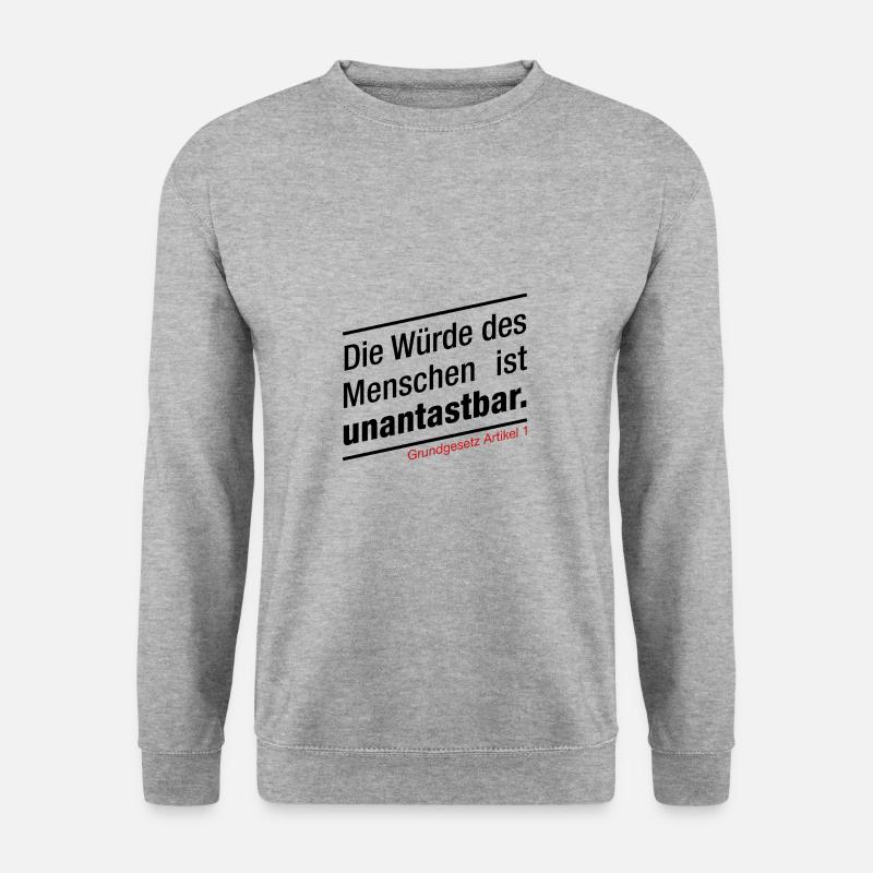 Grundgesetz Die Würde des Menschen ist unantastbar - Unisex Pullover - Weißgrau meliert