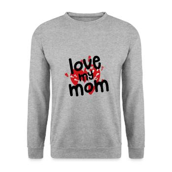 MUTTERTAG LOVE MY MOM - Unisex Pullover - Weißgrau meliert - Vorne - Alina (178cm) & Michal (187cm)