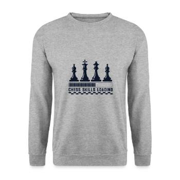 Lusitger Schachspieler Spruch I Schach - Unisex Pullover - Weißgrau meliert - Vorne - Alina (178cm) & Michal (187cm)
