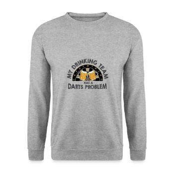 Dart & Bier Lustiger Darts Spruch - Unisex Pullover - Weißgrau meliert - Vorne - Alina (178cm) & Michal (187cm)