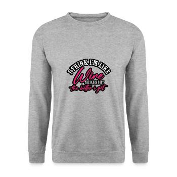 Winzer Wein Spruch für Weinliebhaber - Unisex Pullover - Weißgrau meliert - Vorne - Alina (178cm) & Michal (187cm)