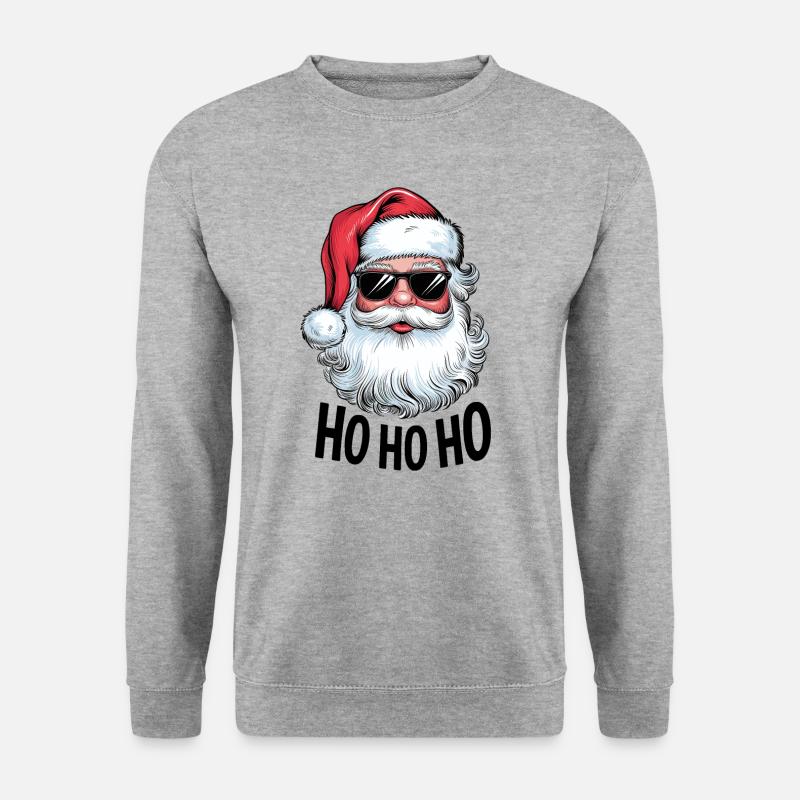 Weihnachtsmann Ho Ho Ho Sonnenbrille cool lustig - Unisex Pullover - Weißgrau meliert