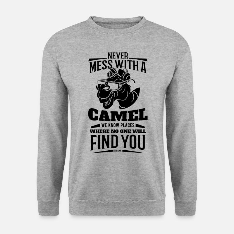 Never Mess With A Camel - Unisex Pullover - Weißgrau meliert