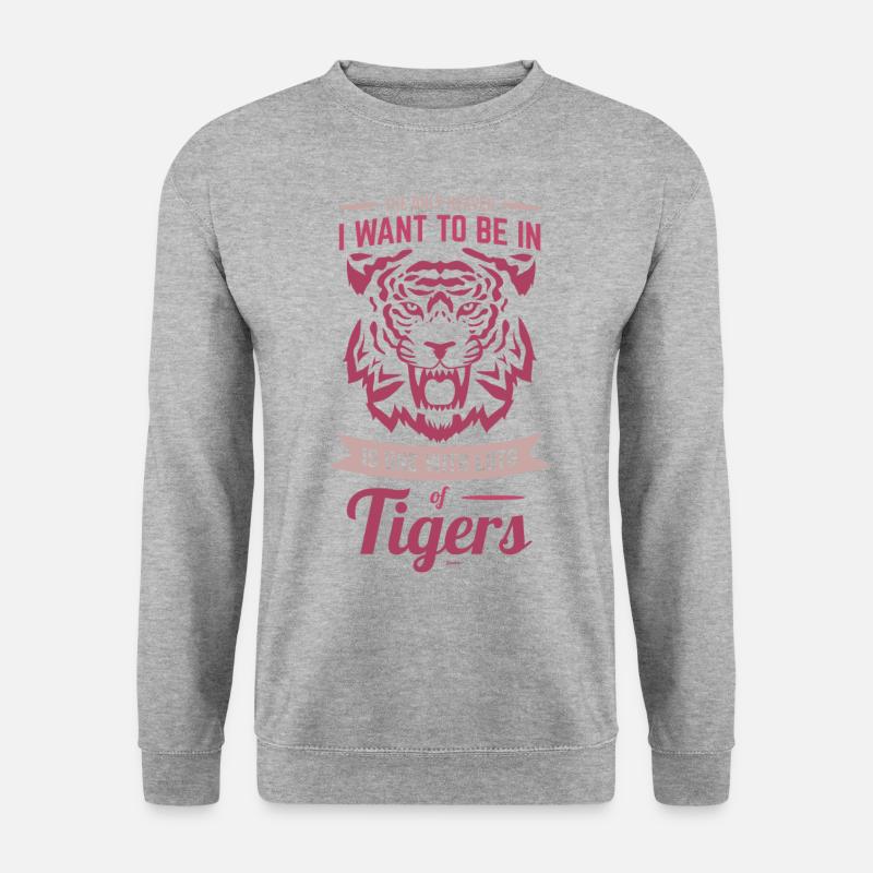 Himmel Tiger Asien Katze Spruch - Unisex Pullover - Weißgrau meliert