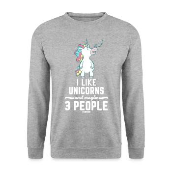 I Like Unicorns And Maybe 3 People - Unisex Sweatshirt - salt & pepper - Front - Alina (178cm) & Michal (187cm)