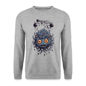 Slimy Darkness Monster Cute Creature - Unisex Sweatshirt - salt & pepper - Front - Alina (178cm) & Michal (187cm)