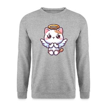 Angel Cat Anime Angel Kitten - Unisex Sweatshirt - salt & pepper - Front - Alina (178cm) & Michal (187cm)