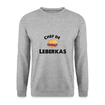 chef de leberkas - Sweat-shirt Unisexe - gris chiné - Devant - Alina (178cm) & Michal (187cm)
