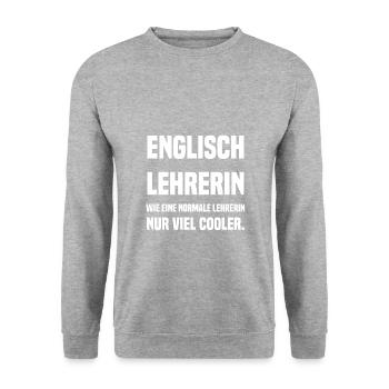 ENGLISCH LEHRERIN Wie eine normale Lehrerin nur vi - Unisex Pullover - Weißgrau meliert - Vorne - Alina (178cm) & Michal (187cm)