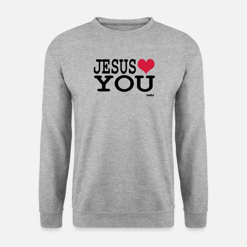 jesus loves you - Unisex Pullover - Weißgrau meliert