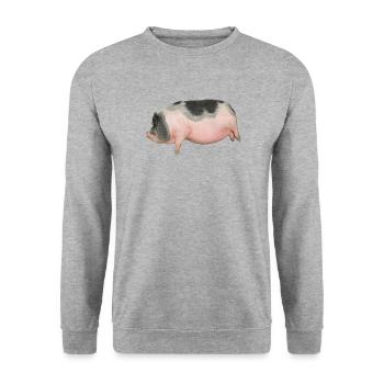 pig - Unisex Sweatshirt - salt & pepper - Front - Alina (178cm) & Michal (187cm)