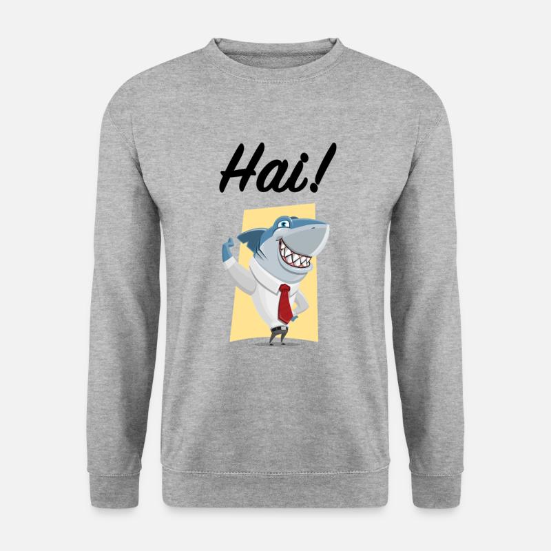 Hai - Unisex Pullover - Weißgrau meliert