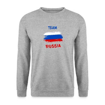 Team Russland / Geschenk Russia Moskau Flagge - Unisex Pullover - Weißgrau meliert - Vorne - Alina (178cm) & Michal (187cm)