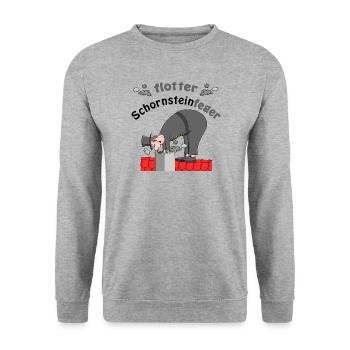 Schornsteinfeger Glücksbringer - Unisex Pullover - Weißgrau meliert - Vorne - Alina (178cm) & Michal (187cm)