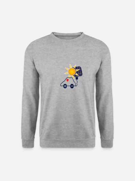 Sonnenkraft Auto mit Solarpanel - Unisex Pullover - Weißgrau meliert