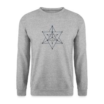 Abstract Stellar Geometric Design - Unisex Sweatshirt - salt & pepper - Front - Alina (178cm) & Michal (187cm)
