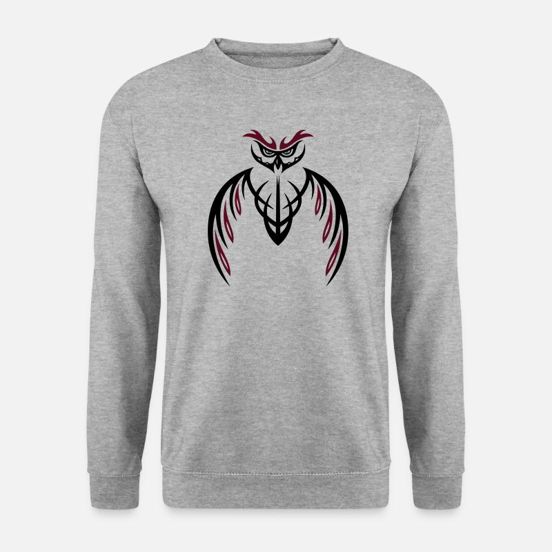 Tribal Eule, tattoo owl - Unisex Pullover - Weißgrau meliert