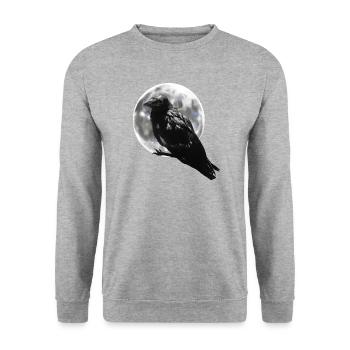 Black Raven with Moon Halloween Gift - Unisex Sweatshirt - salt & pepper - Front - Alina (178cm) & Michal (187cm)