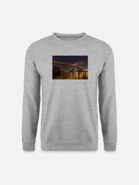 Koehlbrandbruecke Elbe hamburg - Unisex Pullover - Weißgrau meliert
