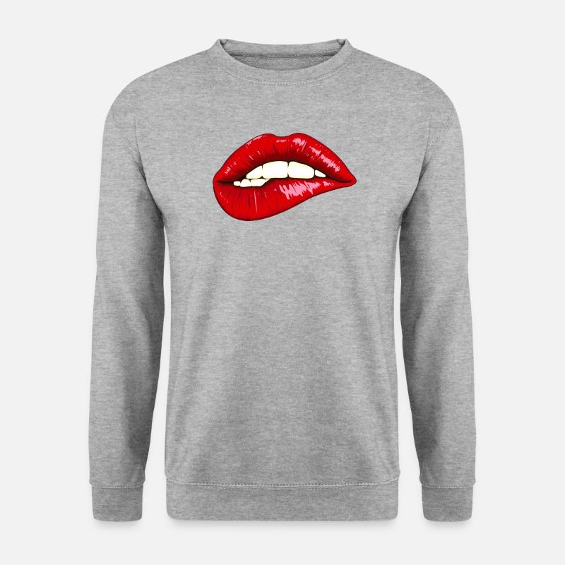 Expressive lips with shine - Unisex Sweatshirt - salt & pepper