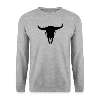 Tête de taureau crâne de squelette - Sweat-shirt Unisexe - gris chiné - Devant - Alina (178cm) & Michal (187cm)