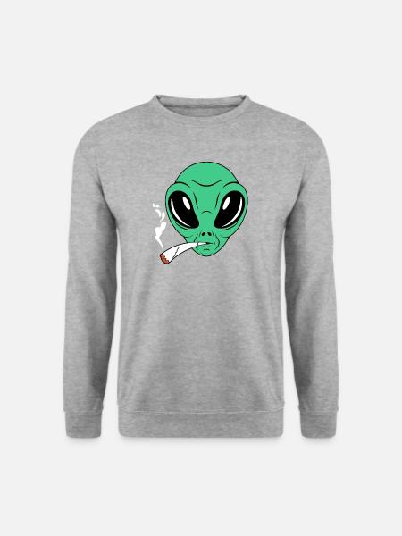Raucher Alien - Unisex Pullover - Weißgrau meliert