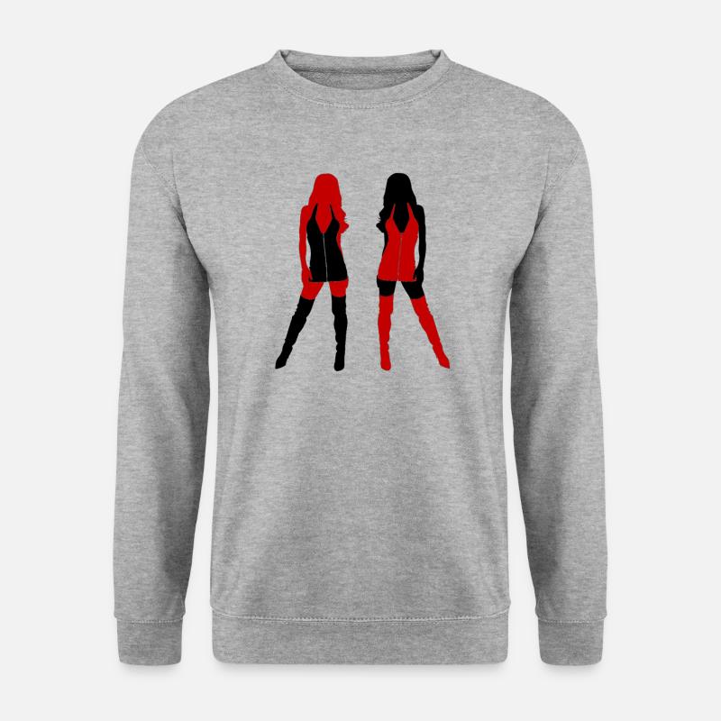 Rot & Schwarz - Unisex Pullover - Weißgrau meliert