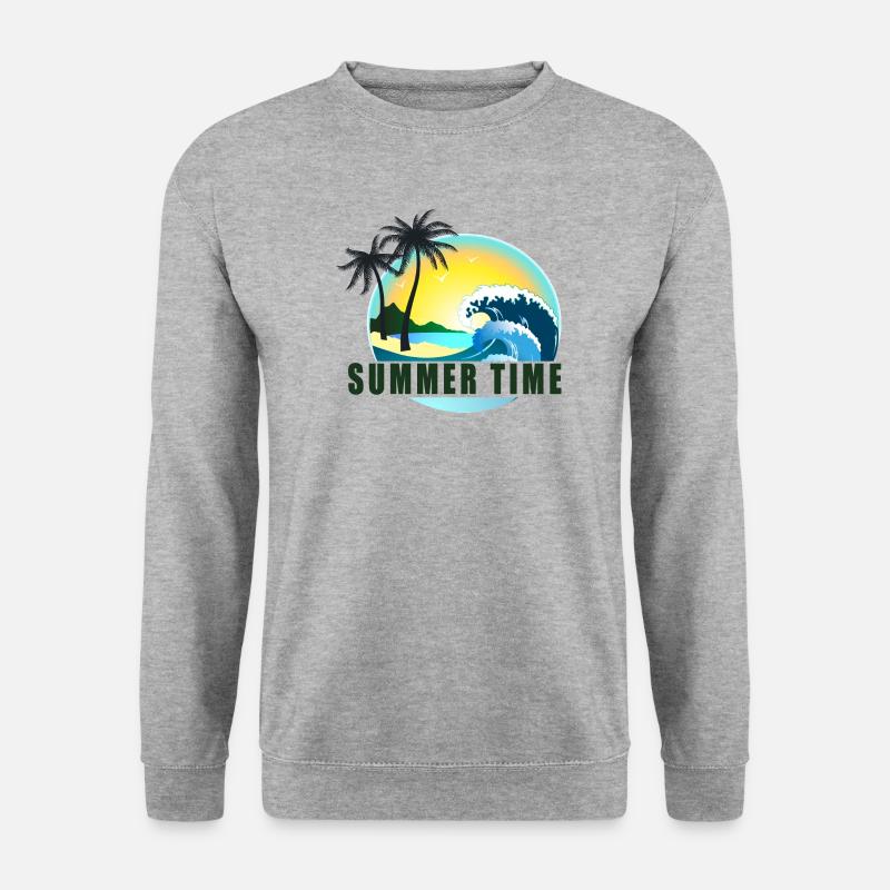 Sommerzeit Strandpanorama - Unisex Pullover - Weißgrau meliert