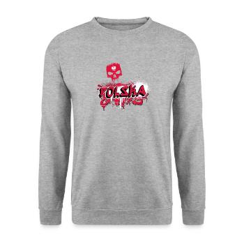 Polen Graffiti Totenkopf Design - Unisex Pullover - Weißgrau meliert - Vorne - Alina (178cm) & Michal (187cm)