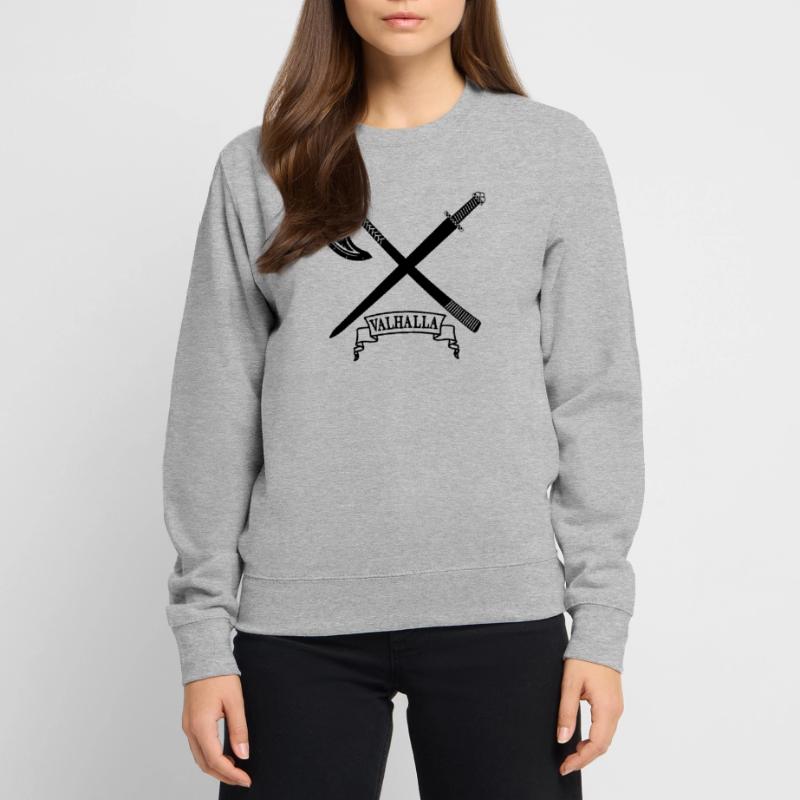 Valhalla avec hache et épée Sweat-shirt Unisexe