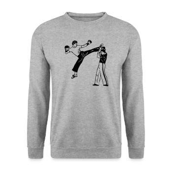 Kickboxen savate - Unisex Pullover - Weißgrau meliert - Vorne - Alina (178cm) & Michal (187cm)