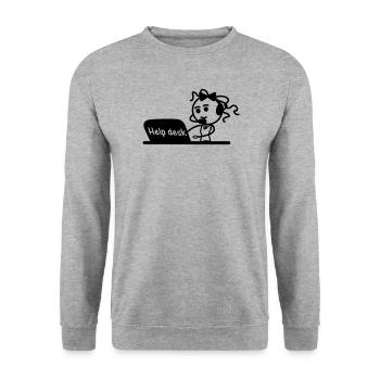 Help desk secretary with microphone and headset - Unisex Sweatshirt - salt & pepper - Front - Alina (178cm) & Michal (187cm)