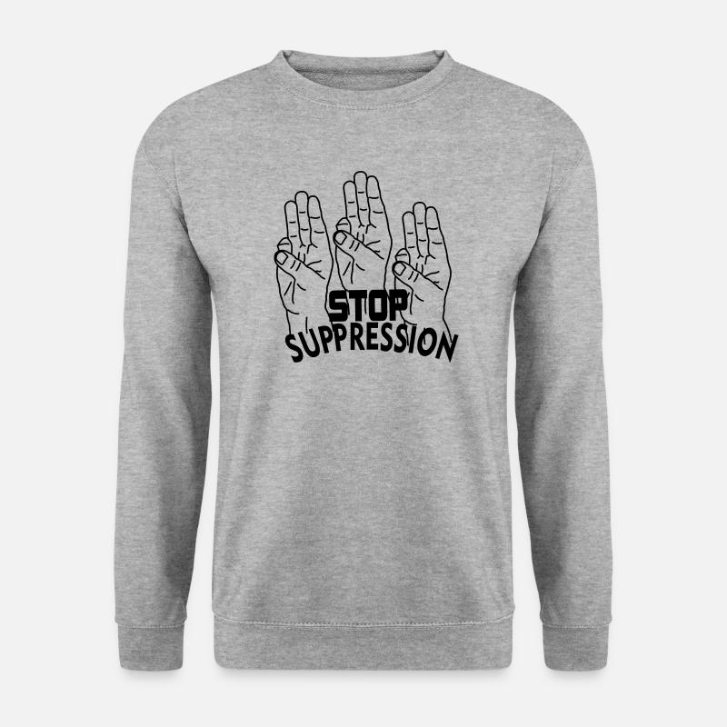 Hand gesture stop suppression - Unisex Sweatshirt - salt & pepper