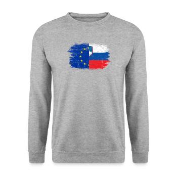 Fusion der EU-Slowenien-Flagge - Unisex Pullover - Weißgrau meliert - Vorne - Alina (178cm) & Michal (187cm)