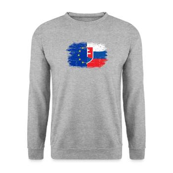 EU Slowakei Flagge Fusion - Unisex Pullover - Weißgrau meliert - Vorne - Alina (178cm) & Michal (187cm)