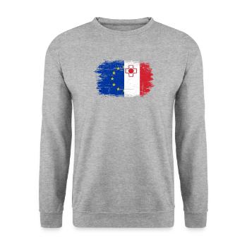 EU Japan Flagge Fusion Kreuz - Unisex Pullover - Weißgrau meliert - Vorne - Alina (178cm) & Michal (187cm)