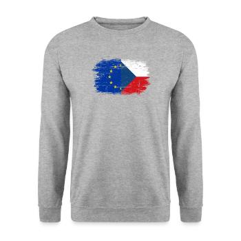 EU Europa Flagge der Tschechischen Republik - Unisex Pullover - Weißgrau meliert - Vorne - Alina (178cm) & Michal (187cm)