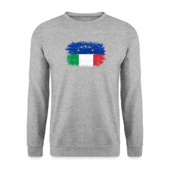 EU Italien Pinsel Flagge Fusion - Unisex Pullover - Weißgrau meliert - Vorne - Alina (178cm) & Michal (187cm)