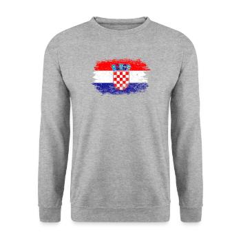 Kroatien-Wappen-Kartenmontage - Unisex Pullover - Weißgrau meliert - Vorne - Alina (178cm) & Michal (187cm)