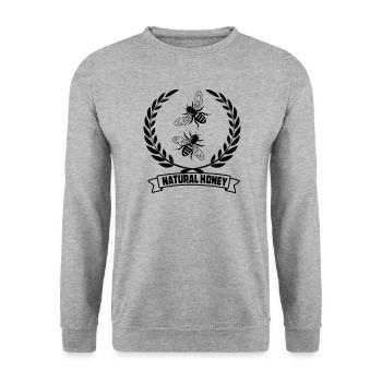 Bienen im Lorbeerkranz - Unisex Pullover - Weißgrau meliert - Vorne - Alina (178cm) & Michal (187cm)