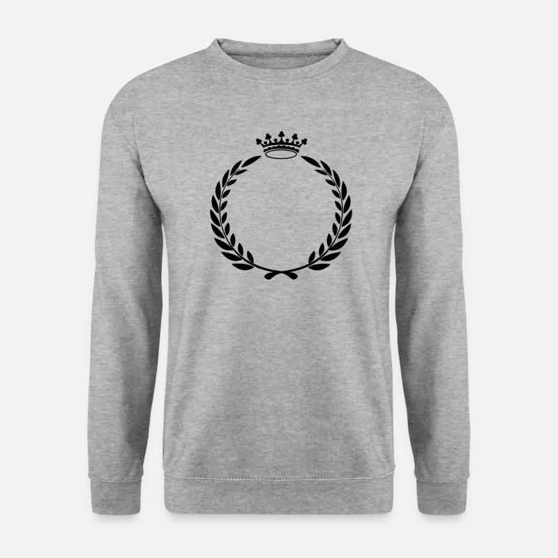 Lorbeerkranz mit Krone - Unisex Pullover - Weißgrau meliert