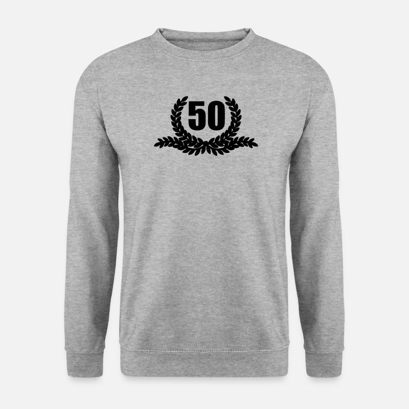 Lorbeerkranz 50 JAHRE - Unisex Pullover - Weißgrau meliert