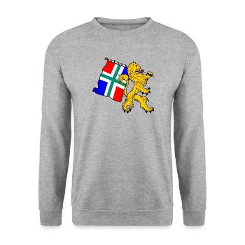 Lion with flag Groningen - Unisex Sweatshirt - salt & pepper - Front - Alina (178cm) & Michal (187cm)