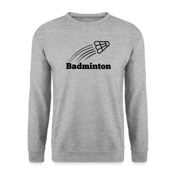 Badmintontext mit hochfliegendem Shuttle - Unisex Pullover - Weißgrau meliert - Vorne - Alina (178cm) & Michal (187cm)
