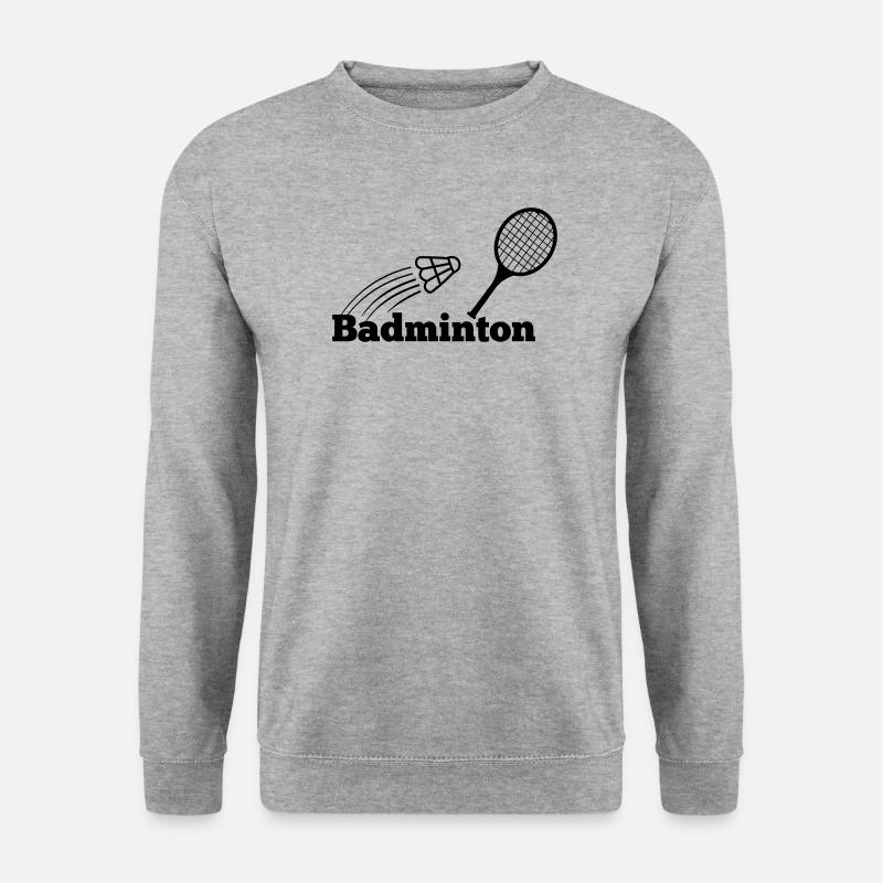 Badmintontext mit Shuttle und Schläger - Unisex Pullover - Weißgrau meliert
