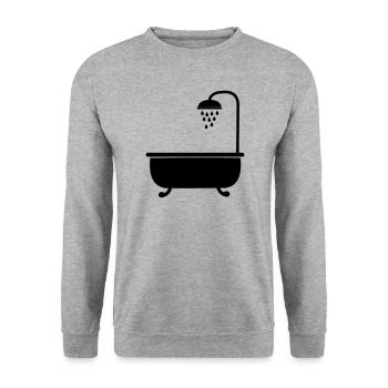 Bad mit Dusche Sanitäranlagen - Unisex Pullover - Weißgrau meliert - Vorne - Alina (178cm) & Michal (187cm)