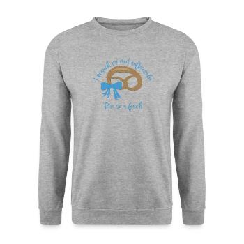 I brauch mi net aufbrezeln! Brezel, Schleife - Unisex Pullover - Weißgrau meliert - Vorne - Alina (178cm) & Michal (187cm)