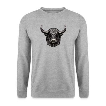 Bull's head - Unisex Sweatshirt - salt & pepper - Front - Alina (178cm) & Michal (187cm)